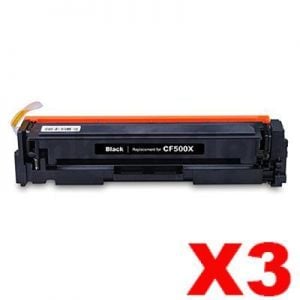 3 x HP CF500X (202X) Compatible Black High Yield Toner Cartridge - 3,200 Pages