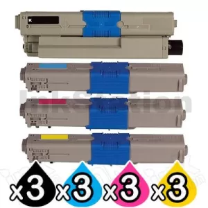 3 Sets of 4 Pack Compatible OKI C332DN / MC363DN Toner Combo (46508720-46508717) [3BK,3C,3M,3Y]