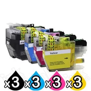 12 Pack Compatible Brother LC-3329XL High Yield Ink Cartridges Combo [3BK, 3C, 3M, 3Y]