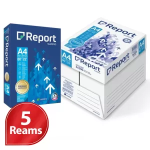 Report Premium A4 Copy Paper 80GSM White - 5 Reams / Carton