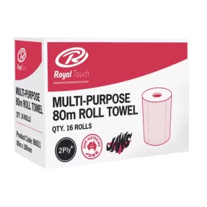 16 Rolls Royal Touch 2ply Soft Multi-Purpose Roll Towel 80m x 180mm
