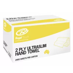 Royal Touch 2ply Ultraslim Hand Towel 23cm x 24cm 150 sheet x 16 Pack