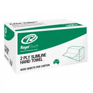 Royal Touch 2ply Slimline Hand Towel 23cm x 23cm 200 Sheets x 20 Packs