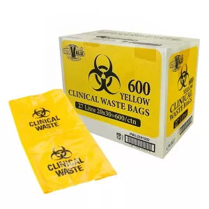 27L Yellow Clinical Waste Bags 61X51cm - 600 Bags