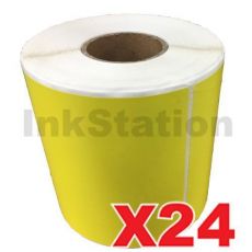24 Rolls Perforated Direct Thermal Labels Yellow 100mm X 150mm - 350 Labels per Roll (Roll diameter 10.5cm)