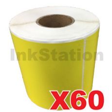 60 Rolls Perforated Direct Thermal Labels Yellow 100mm X 150mm - 350 Labels per Roll (Roll diameter 10.5cm)
