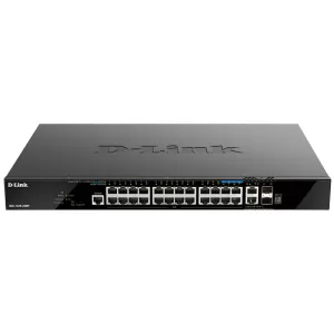 D-Link 28-Port Gigabit Smart Managed Stackable PoE+ Layer 3 Switch with 20 PoE+ 1000Base-T, 4 PoE+ 2.5GBase-T and 4 10Gb Ports