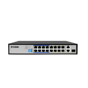 D-Link 18-Port PoE Switch with 16 PoE Ports (8 Long Reach 250m) and 2 Gigabit Uplink Ports