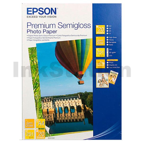 Photo Papers Epson S041332 Genuine Premium Semigloss Photo Paper 250gsm ...