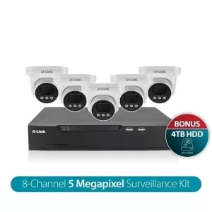 D-Link Vigilance Surveillance Kit with 8CH NVR and Five 5MP Turret Cameras (4TB HDD included)