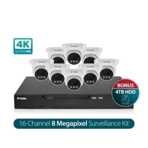 D-Link Vigilance Surveillance Kit with 16CH NVR and Eight 8MP Turret Cameras (4TB HDD included)