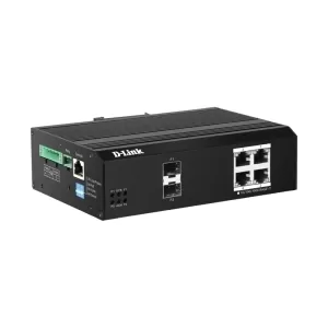 D-Link 6-Port Gigabit Industrial Smart Managed PoE+ Switch with 4 PoE ports and 2 SFP ports