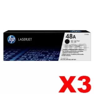 3 x HP 48A CF248A Genuine Black Toner Cartridge - 1,000 Pages