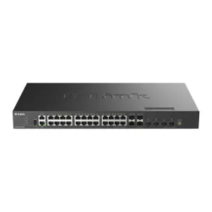D-Link 32-Port 10 Gigabit Layer 3 Stackable Managed Switch with 24 Multi-Gigabit 10GBASE-T Ports, 4 10Gb SFP+ and 4 10/25Gb SFP28 Ports