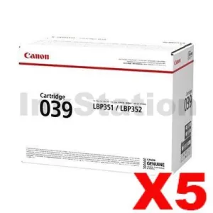 5 x Genuine Canon CART039 Black Toner - 6,000 pages