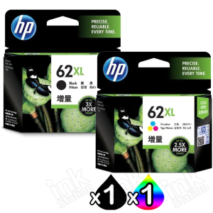 2 Pack HP 62XL Genuine High Yield Inkjet Cartridges C2P05AA + C2P07AA [1BK,1CL]