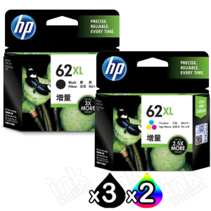 5 Pack HP 62XL Genuine High Yield Inkjet Cartridges C2P05AA + C2P07AA [3BK,2CL]