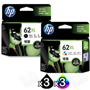 6 Pack HP 62XL Genuine High Yield Inkjet Cartridges C2P05AA + C2P07AA [3BK,3CL]