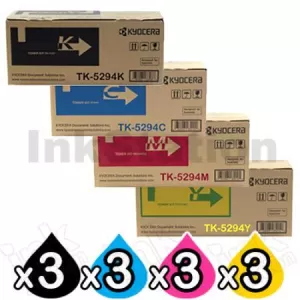 3 Sets of 4-Pack Genuine Kyocera TK-5294 Toner Cartridge Combo Ecosys P7240CDN [3BK,3C,3M,3Y]