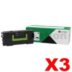 3 x Lexmark 58D6000 Genuine MS823 / MS826 / MX721 / MX722 / MX826 Black Return Programme Toner Cartridge - 7,500 pages