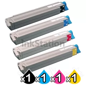 4 Pack Oki C910 Compatible Toner Cartridge Combo 44036040 - 44036037 [1BK,1C,1M,1Y]