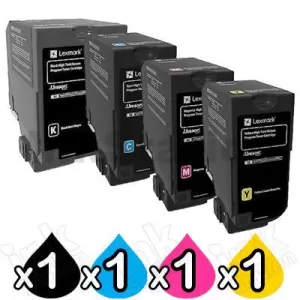 4 Pack Lexmark Genuine CS720 / CS725 / CX725 Return Program Toner Cartridge - BCMY 3,000 pages [1BK,1C,1M,1Y]
