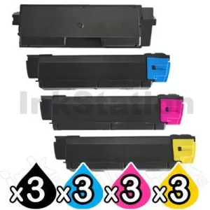 3 Sets of 4 Pack Non-Genuine alternative for TK-5164 Toner Cartridge suitable for Kyocera P-7040CDN [3BK+3C+3M+3Y]