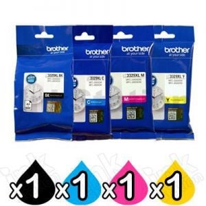 4 Pack Genuine Brother LC-3329XL High Yield Ink Cartridges Combo [1BK, 1C, 1M, 1Y]