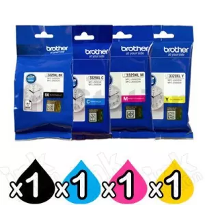 4 Pack Genuine Brother LC-3329XL High Yield Ink Cartridges Combo [1BK, 1C, 1M, 1Y]
