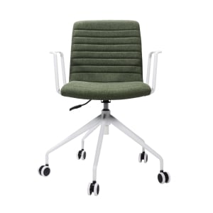 Rapidline Pixel 5 Star Breakout & Meeting Chair - Olive Fabric and White Base With Arms
