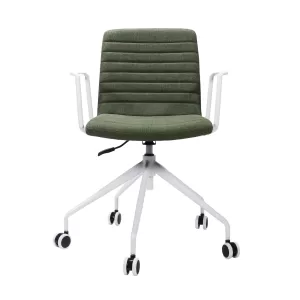 Rapidline Pixel 5 Star Breakout & Meeting Chair - Olive Fabric and White Base With Arms