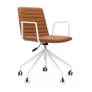 Rapidline Pixel 5 Star Breakout & Meeting Chair - Amber PU and White Base With Arms