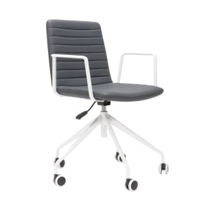 Rapidline Pixel 5 Star Breakout & Meeting Chair - French Navy PU and White Base With Arms