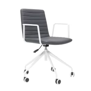 Rapidline Pixel 5 Star Breakout & Meeting Chair - French Navy PU and White Base With Arms