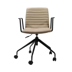 Rapidline Pixel 5 Star Breakout & Meeting Chair - Almond PU and Black Base With Arms