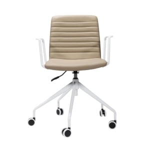 Rapidline Pixel 5 Star Breakout & Meeting Chair - Almond PU and White Base With Arms