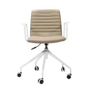 Rapidline Pixel 5 Star Breakout & Meeting Chair - Almond PU and White Base With Arms
