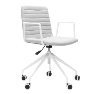 Rapidline Pixel 5 Star Breakout & Meeting Chair - Light Grey Fabric and White Base With Arms