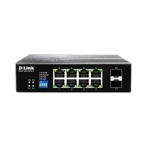 10-Port Gigabit Industrial PoE+ Switch with 8 PoE ports and 2 SFP ports