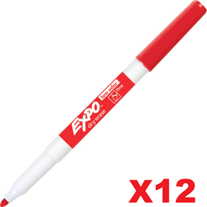 12x Expo Whiteboard Marker Fine Tip - Red
