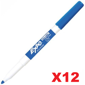 12x Expo Whiteboard Marker Fine Tip - Blue