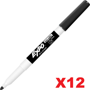 12x Expo Whiteboard Marker Fine Tip - Black
