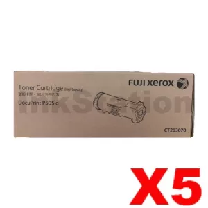 5 x Fuji Xerox DocuPrint P505 Genuine Toner Cartridge - 30,000 pages (CT203070)