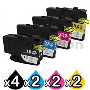 10 Pack Compatible Brother LC-3333 High Yield Ink Cartridge Combo [4BK, 2C, 2M, 2Y]