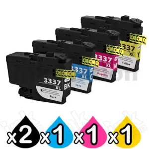 5 Pack Compatible Brother LC-3337 High Yield Ink Cartridge Combo [2BK, 1C, 1M, 1Y]