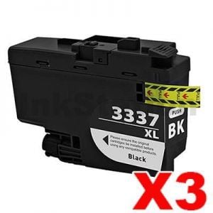 3 x Compatible Brother LC-3337BK High Yield Black Ink Cartridge - 3,000 pages