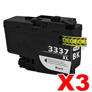 3 x Compatible Brother LC-3337BK High Yield Black Ink Cartridge - 3,000 pages