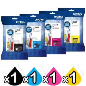 4 Pack Genuine Brother LC-3339XL High Yield Ink Cartridge Combo [1BK, 1C, 1M, 1Y]