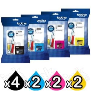 10 Pack Genuine Brother LC-3339XL High Yield Ink Cartridge Combo [4BK, 2C, 2M, 2Y]