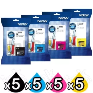 20 Pack Genuine Brother LC-3339XL High Yield Ink Cartridge Combo [5BK, 5C, 5M, 5Y]